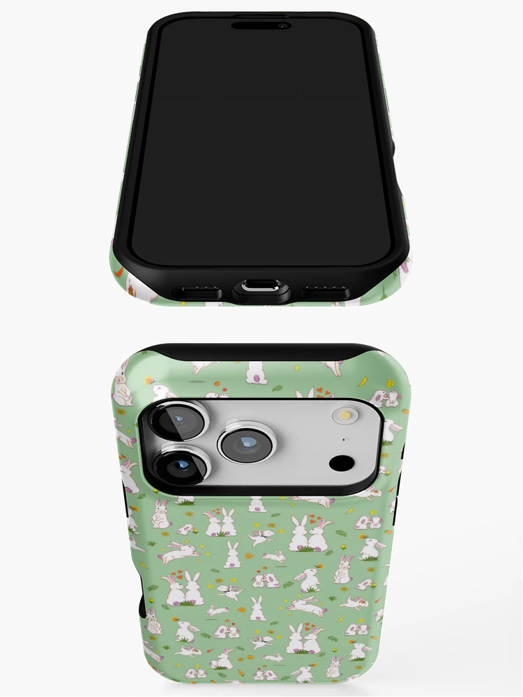 Thumbnail 3 of 4, iPhone Case, Enchanted Rabbit Family - Spring Green designed and sold by BlissDrizzle.