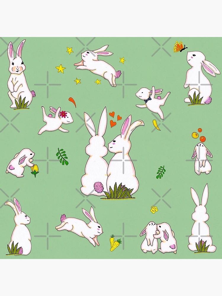 Thumbnail 3 of 3, Poster, Enchanted Rabbit Family - Spring Green designed and sold by BlissDrizzle.