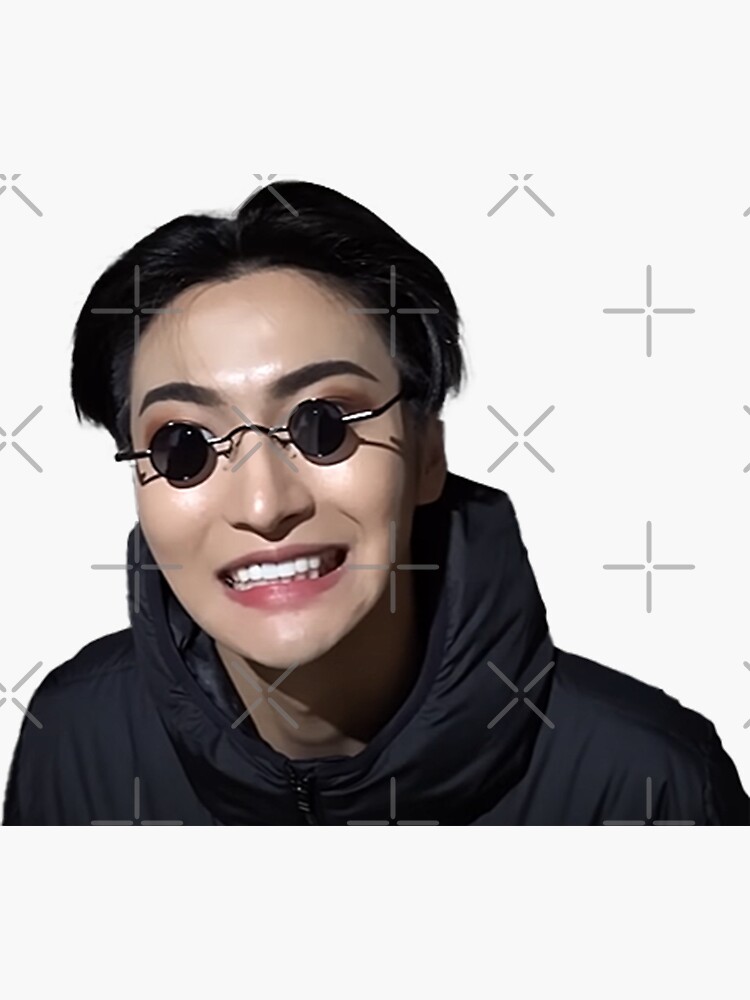 "Ateez Seonghwa in Tiny Black Glasses Meme 2" Sticker for Sale by