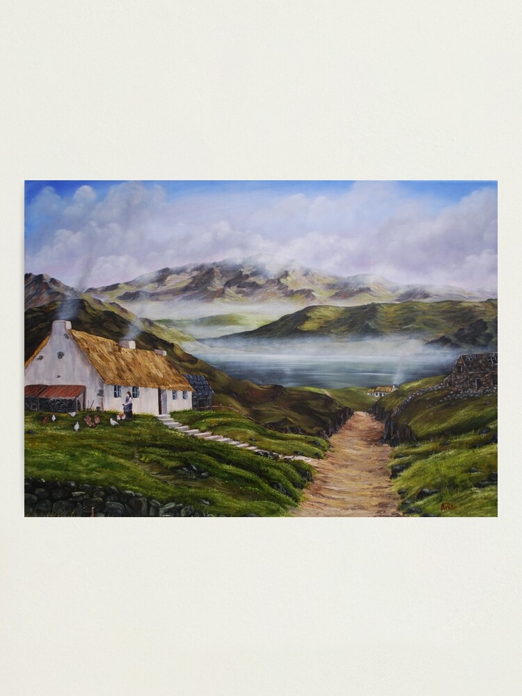 Irish Morning Mist Oil Painting Photographic Print By Avabnd Redbubble