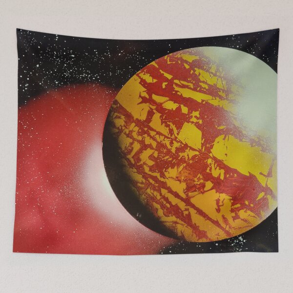 Item preview, Spray paint art red planet with the glow designed and sold by WoodRocksArt.