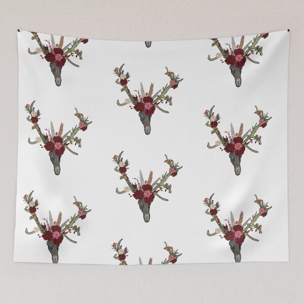 Item preview, Mystical deer head with antlers and flowers.  designed and sold by Anastasiia Yurevych.