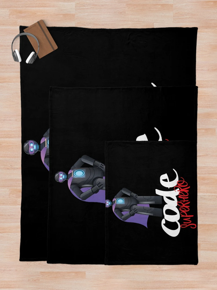 Thumbnail 5 of 6, Throw Blanket, Code Superhero Cartoon designed and sold by ProjectRobotics.