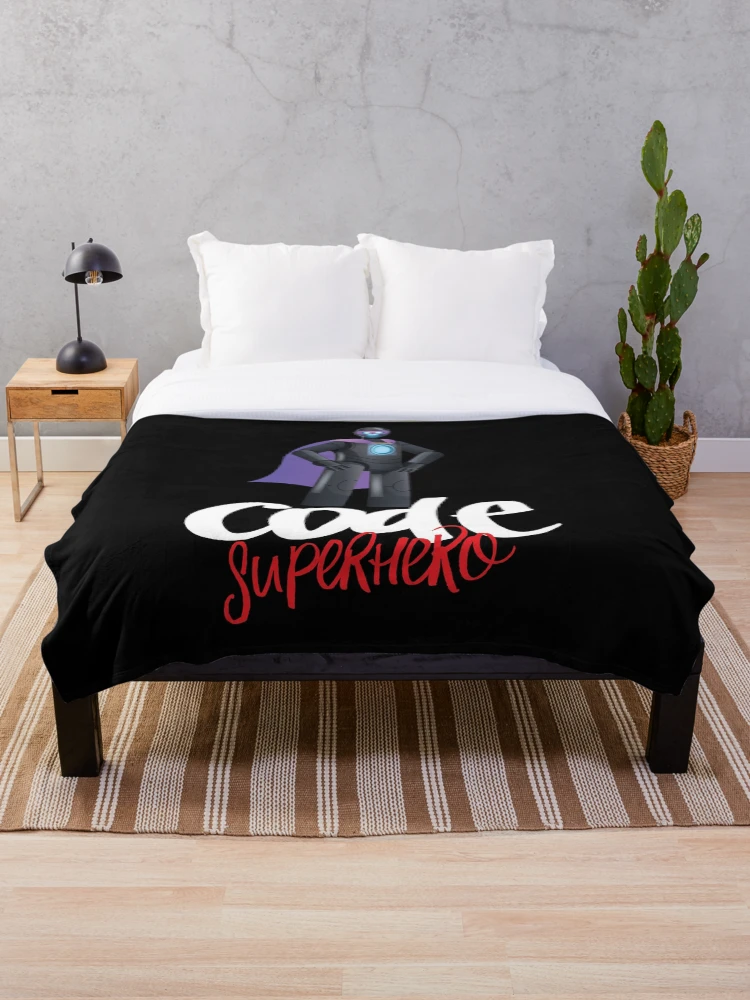 Thumbnail 1 of 6, Throw Blanket, Code Superhero Cartoon designed and sold by ProjectRobotics.