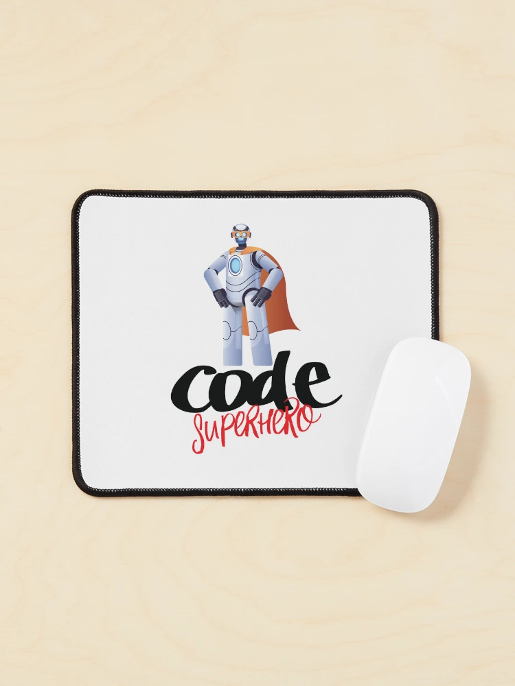 Thumbnail 1 of 5, Mouse Pad, Code Superhero Cartoon designed and sold by ProjectRobotics.