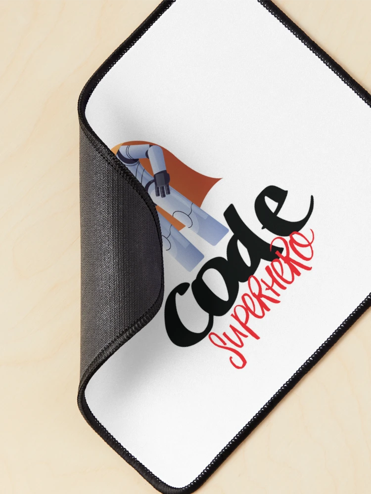 Thumbnail 2 of 5, Mouse Pad, Code Superhero Cartoon designed and sold by ProjectRobotics.