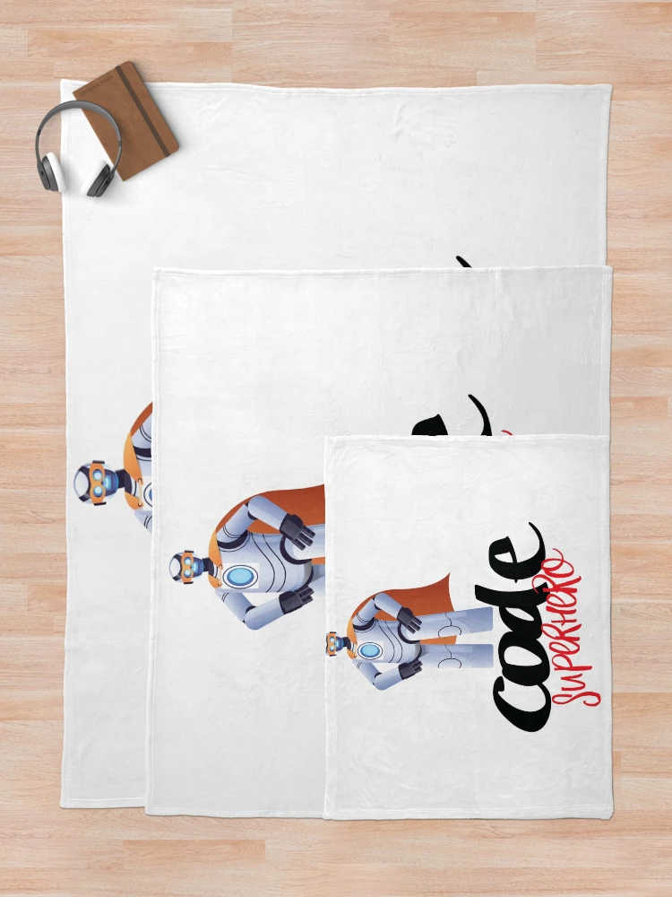 Thumbnail 5 of 6, Throw Blanket, Code Superhero Cartoon designed and sold by ProjectRobotics.