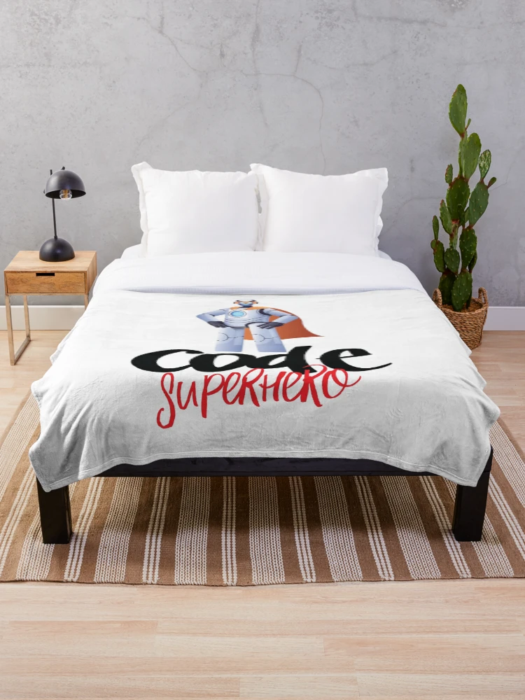 Thumbnail 1 of 6, Throw Blanket, Code Superhero Cartoon designed and sold by ProjectRobotics.