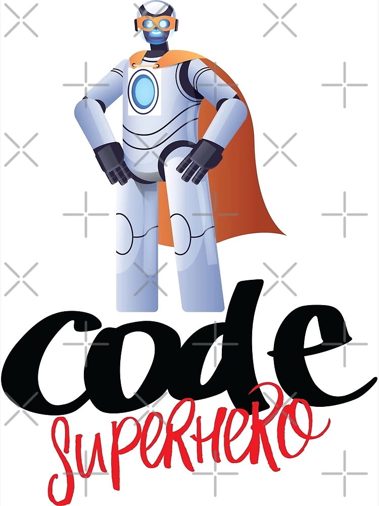 Thumbnail 3 of 3, Poster, Code Superhero Cartoon designed and sold by ProjectRobotics.