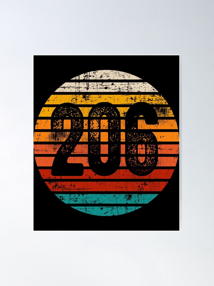 Distressed Vintage Sunset 206 Area Code