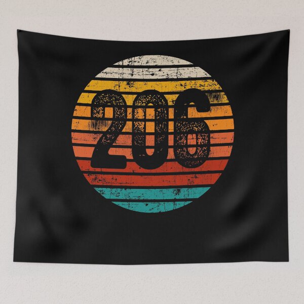 Item preview, Distressed Vintage Sunset 206 Area Code designed and sold by Gold Wings Tees.