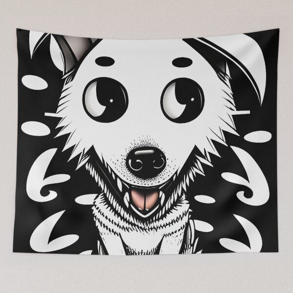 Item preview, Street dog mongrel in black and white - cartoon designed and sold by Dalive.