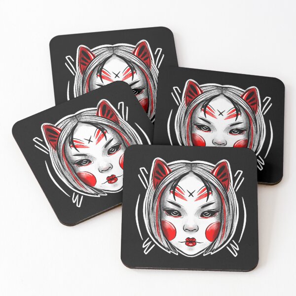 Item preview, Kitsune Mask Girl - Traditional Japanese Art Illustration designed and sold by vectoprints.
