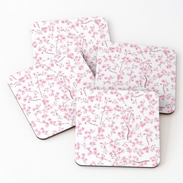 Item preview, pink cherry blossom flowers pattern watercolor hand painted  designed and sold by ColorandColor.