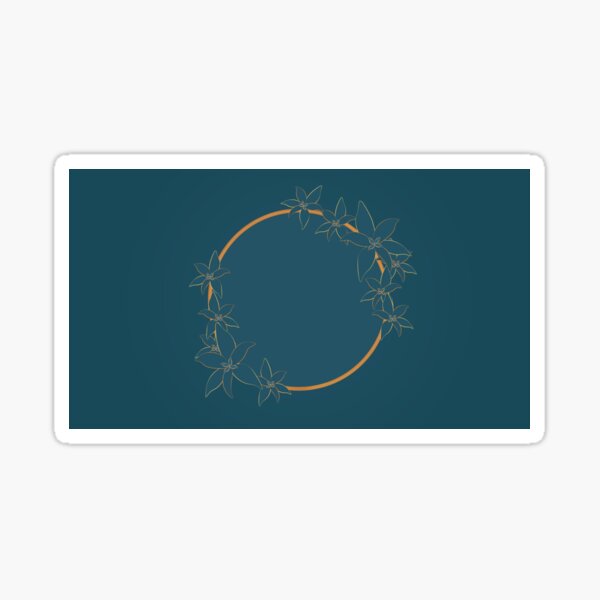 Item preview, Teal and copper color combination flower circle frame in minimalist style designed and sold by DianaWolfskin.
