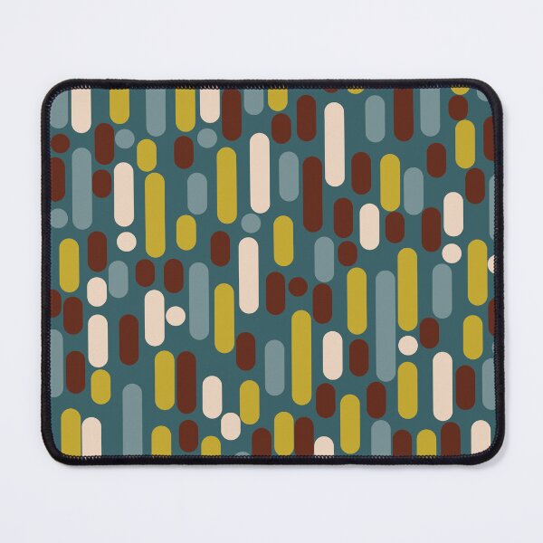 Item preview, Mid Century Modern Morningside Heights Abstract Minimal Pattern in Mustard, Maroon, and Steel Blue Teal designed and sold by kierkegaard.