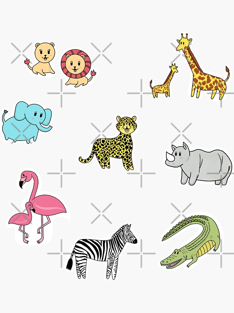 "Cute Zoo Stickers " Sticker for Sale by Flutetutyo3 Redbubble