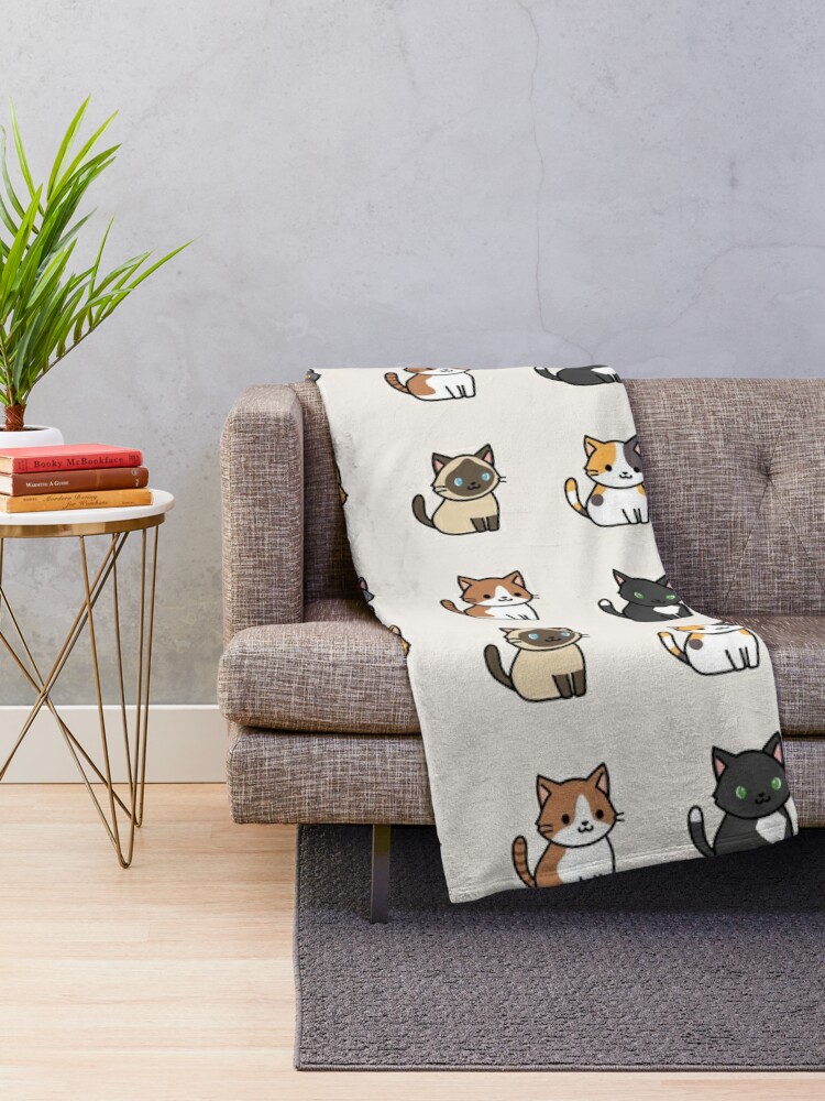 Throw Blanket, Cats designed and sold by littlemandyart