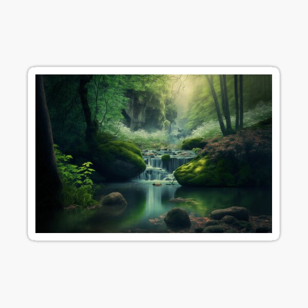 Item preview, Beautiful Landscape Painting, Lush Landscape designed and sold by RealmsImagined.