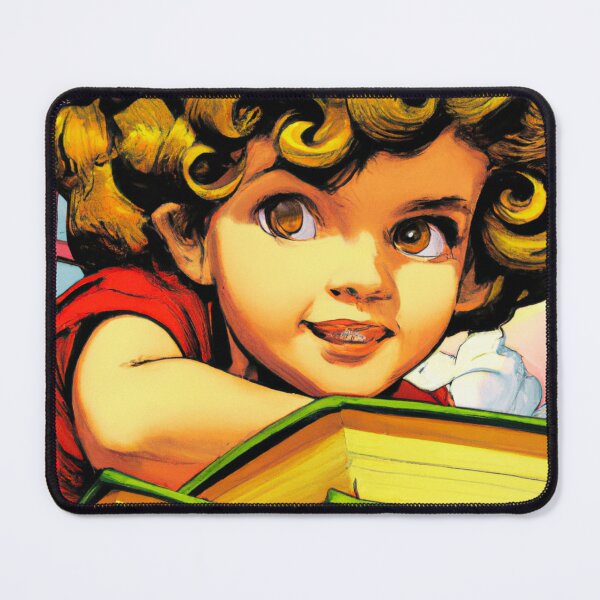 Aperçu de l'œuvre Une jolie petite fille au visage espiègle et aux cheveux bruns courts et ondulés créée et vendue par ACEGDesign.