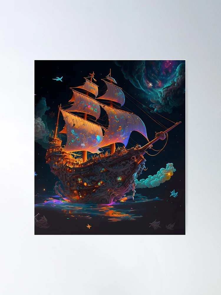 TutuBeer 3 Panel Pirate Ship Decor Canvas Print, Ready to Hang 12X16 Pirate Canvas Pirate Canvas Art Pirate Pictures for Home Decor Sailboat Wall