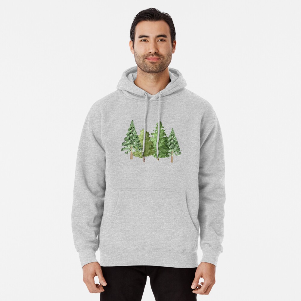 "Christmas Winter Evergreen Pine Trees" Pullover Hoodie by AnnDrake
