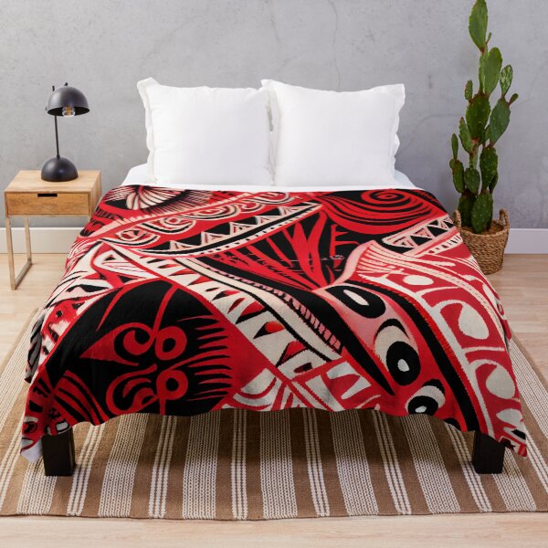 Item preview, Red Pale Bright Pacific Islander Pattern Digital Painting designed and sold by CodeAndColors.