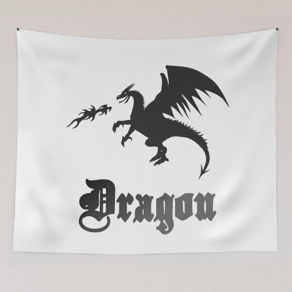 Item preview, dragon silhouette fire breathing lettering, cool dragon sayings designed and sold by Kirei-Lily.