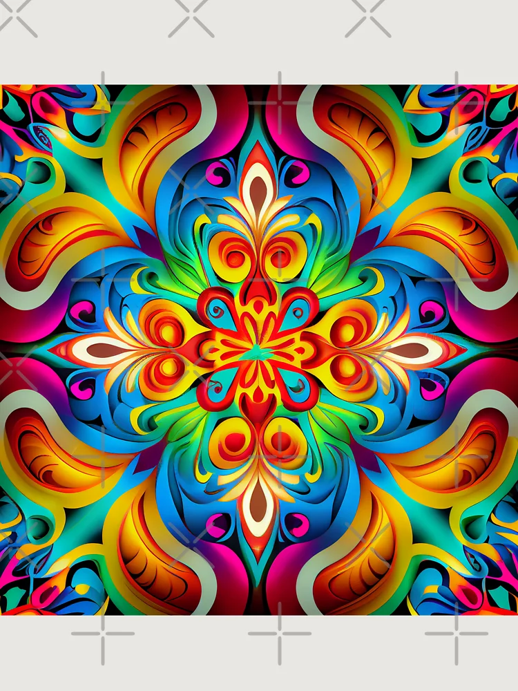 Thumbnail 6 von 6, Premium Oversized Pullover, Bright Rainbow Elegant European Pattern Digital Painting designt und verkauft von CodeAndColors.
