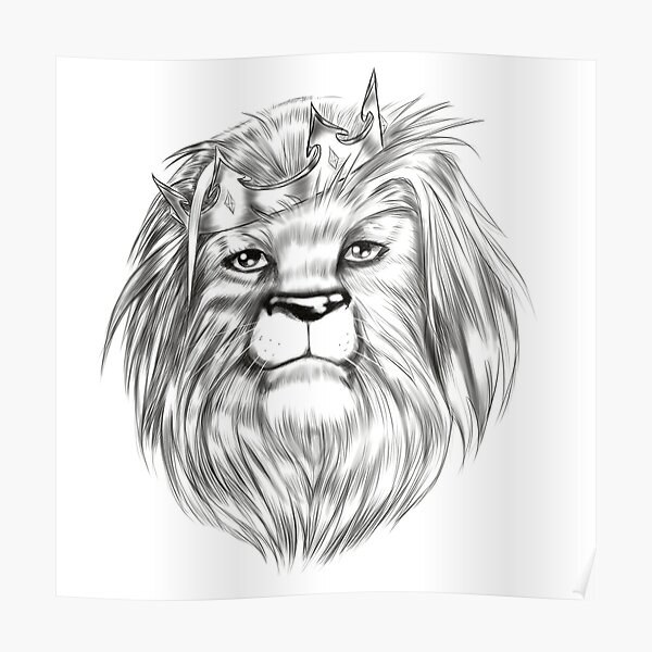Premium Vector  Lion with a crown vector concept digital art hand drawn  illustration
