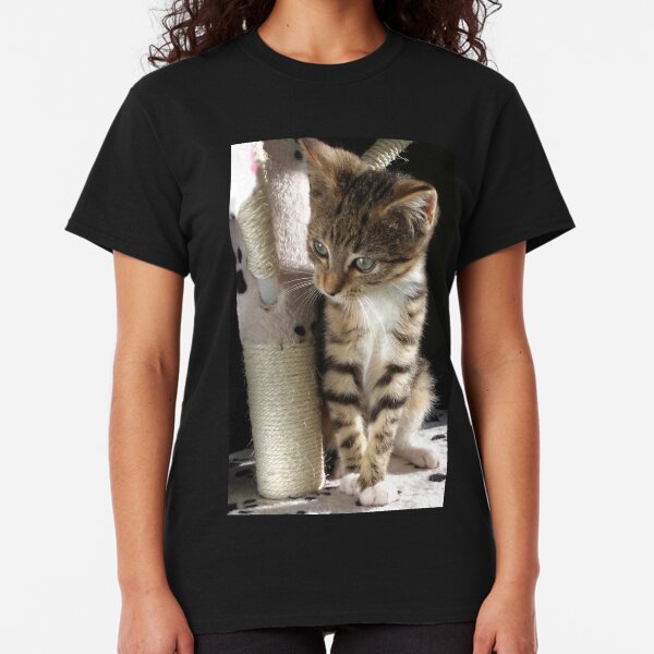 Kitten playing on cat tree Classic T-Shirt