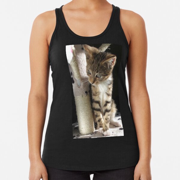 Kitten playing on cat tree Racerback Tank Top