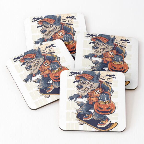 Item preview, Black Beige Navy Illustrated Werewolf  designed and sold by One  Art.