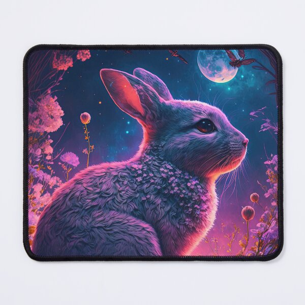 Vista previa del artículo con la obra «Conejo y flores», diseñado y vendido por Kioussy.