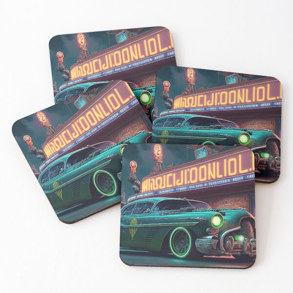 Item preview, Racing car with a bizarre old vintage look in a city of neon lights designed and sold by mrlongfield.