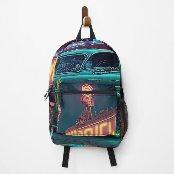 Item preview, Racing car with a bizarre old vintage look in a city of neon lights designed and sold by mrlongfield.