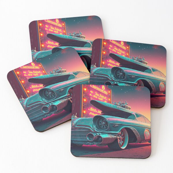 Item preview, Racing car with a bizarre old vintage look in a city of neon lights designed and sold by mrlongfield.