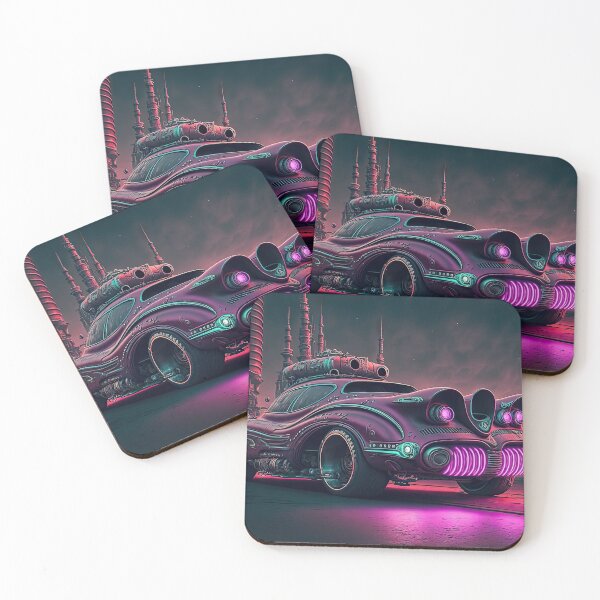 Item preview, Racing car with a bizarre old vintage look in a city of neon lights designed and sold by mrlongfield.