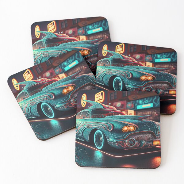 Item preview, Racing car with a bizarre old vintage look in a city of neon lights designed and sold by mrlongfield.