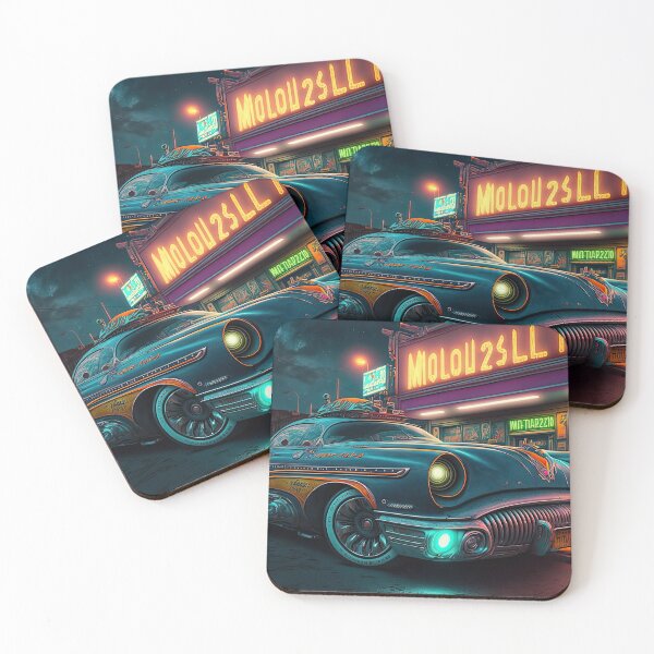Item preview, Racing car with a bizarre old vintage look in a city of neon lights designed and sold by mrlongfield.