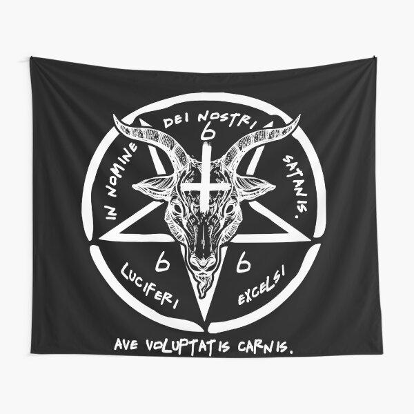 Satan Baphomet Lucifer Tapestry Horror Dark Pentagram Demon Goat