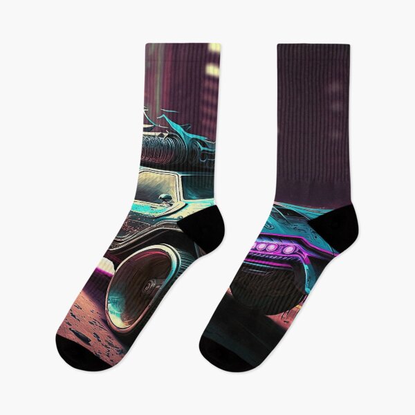 Item preview, Racing car with a bizarre old vintage look in a city of neon lights designed and sold by mrlongfield.