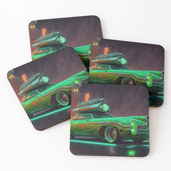 Item preview, Racing car with a bizarre old vintage look in a city of neon lights designed and sold by mrlongfield.