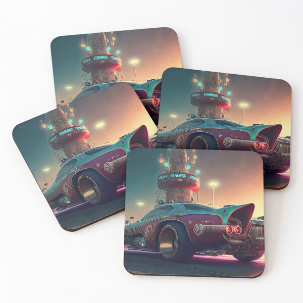 Item preview, Racing car with a bizarre old vintage look in a city of neon lights designed and sold by mrlongfield.