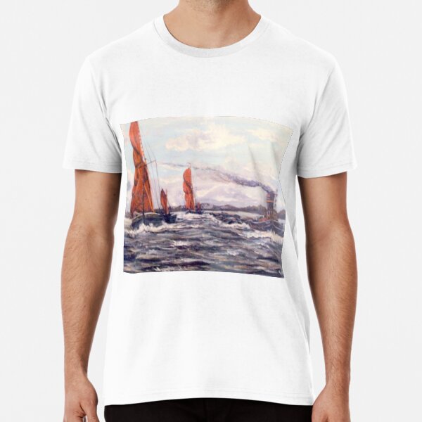 Item preview, THAMES SAILING BARGES RACING A STEAM TUG ON THE RIVER THAMES designed and sold by Mackenzie Moulton International Artist .