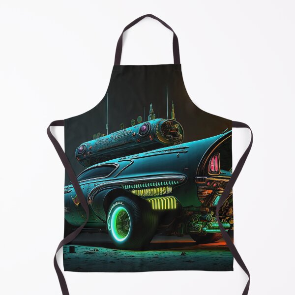Item preview, Racing muscle car with a bizarre old vintage look in a city of neon lights designed and sold by mrlongfield.
