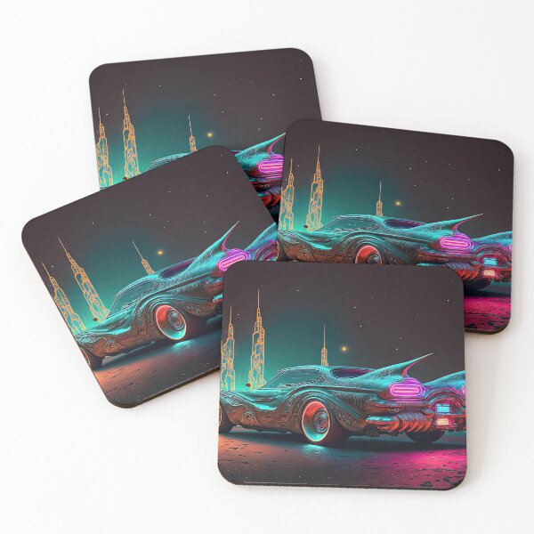 Item preview, Racing muscle car with a bizarre old vintage look in a city of neon lights designed and sold by mrlongfield.