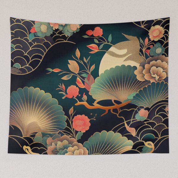 Aperçu de l'œuvre Aesthetic Beautiful Asian Pattern Digital Painting créée et vendue par CodeAndColors.