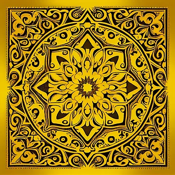 Imagen de la obra Yellow Traditional Pattern Digital Painting de CodeAndColors