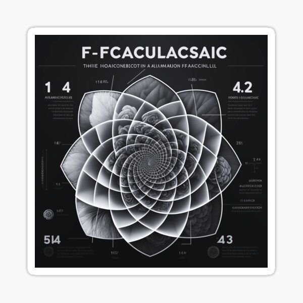 Fibonacci Style Infographic Black White Abstract Sticker